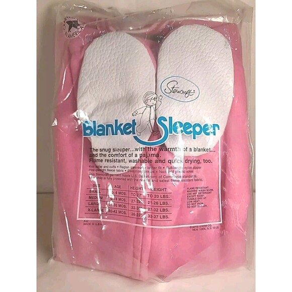 NOS VTG Blanket Sleeper Footed Pajama Pink Bear Sterncraft Toddler Large USA - Picture 5 of 8